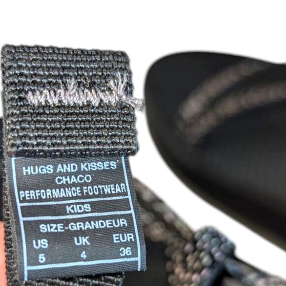 Chaco Kids ZX/1 Ecotread Sandals - J180152 Hugs and Kisses sz 5 black/pink - Picture 5 of 7